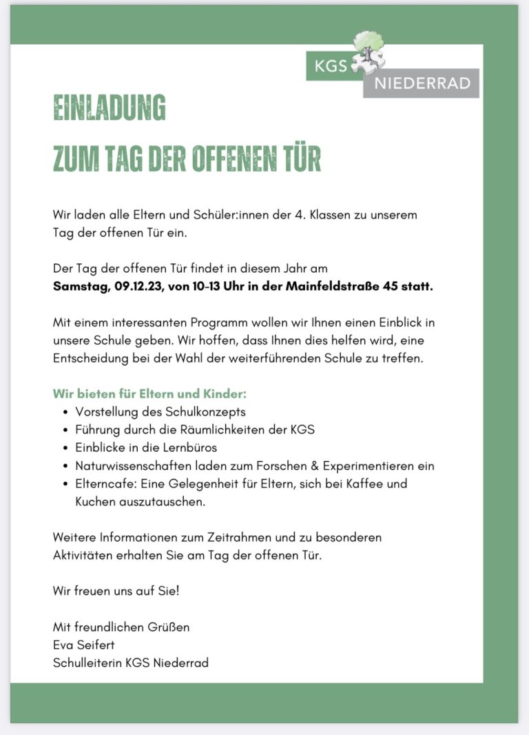 Tag der offenen Tür am 09.12.2023